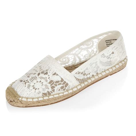 River Island White Lace Espadrille Shoes Lyst