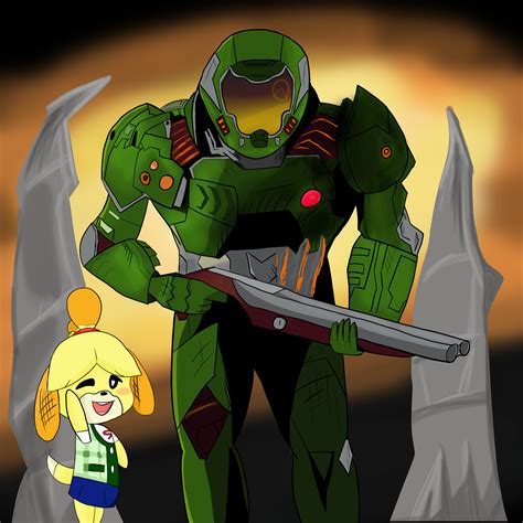 Doomguy And Isabelle By Mr Horror On Newgrounds