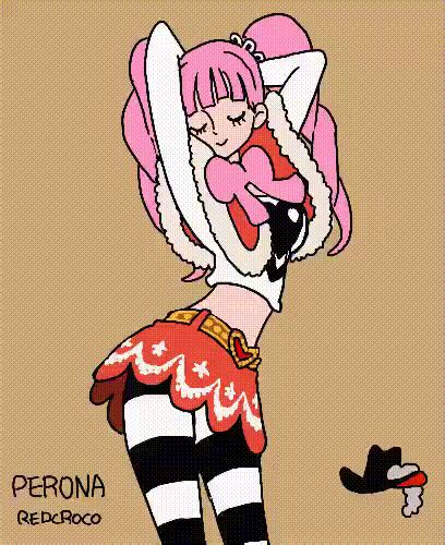 perona me me me one piece animated animated artist request lowres 1girl arms behind