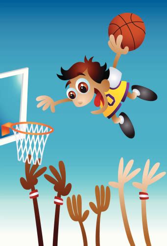 Ilustración De Niño De Historieta Slam Dunking Basketball Y Más