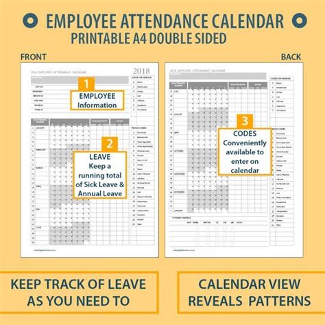 Employee attendance tracking software is a reliable solution for corporates. 2020 A4 Printable Employee Attendance Calendar/Tracker for ...