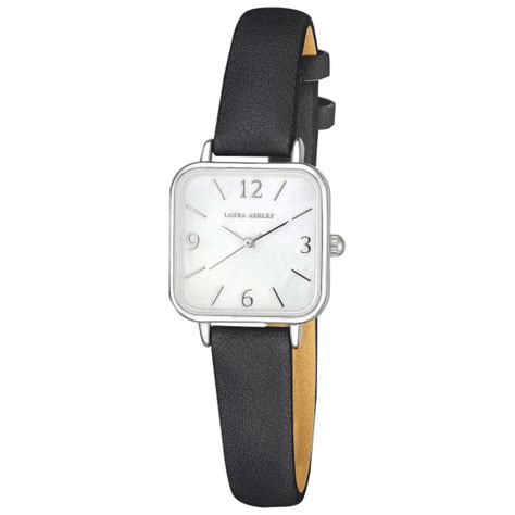 Morningsave Laura Ashley Womens Square Case Vegan Leather Strap Watch