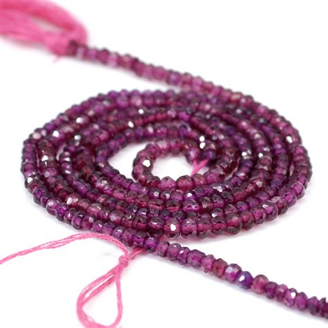 1350 Inch Rhodolite Garnet Rondelle Faceted Beads Strand For Etsy