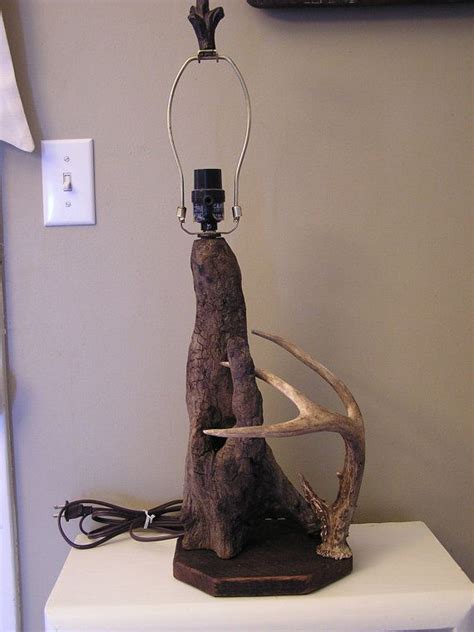 Sale Driftwood And Deer Antler Lamp Driftwood Lamp Deer Etsy Deer
