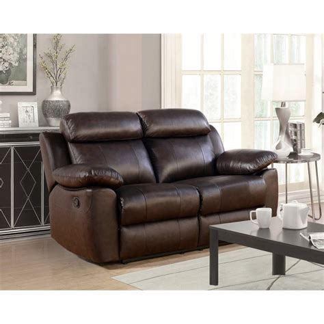 Abbyson Brody Top Grain Leather Reclining Loveseat In Brown Sk 1371 Brn 2