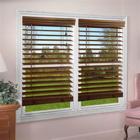 Perfect Lift Window Treatment Dark Oak 2 In Textured Faux Wood Blind