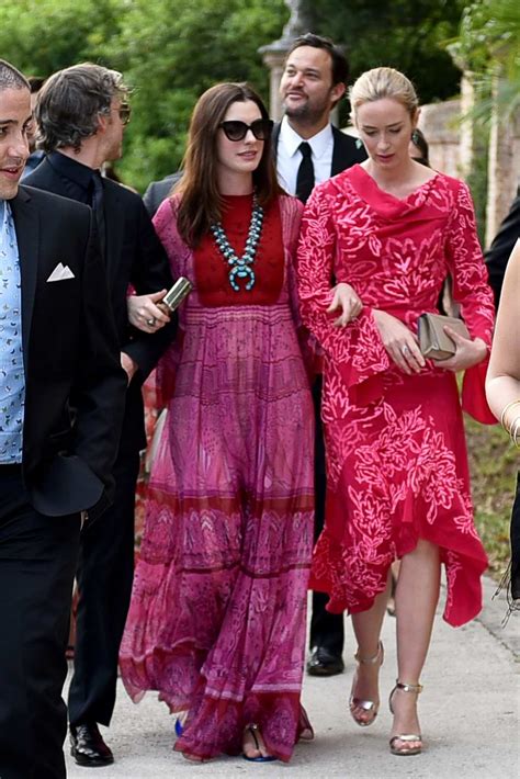 anne hathaway and emily blunt at jessica chastain and gian luca passi wedding in venice italy