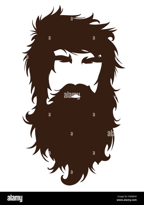 Bearded Man Silhouette Illustration With Long Hair Stock Photo Alamy