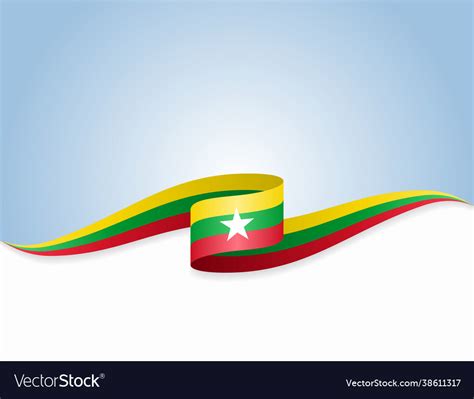 Myanmar Flag Wavy Abstract Background Royalty Free Vector
