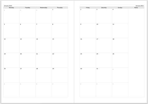 A4 Monthly Calendar Template Print Over 2 Pages Monday Start Free