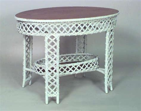 Heywood Wakefield 19th C Wicker And Oak Center Table Attributed To