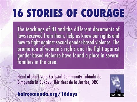 Women Lead Gender Based Violence Awareness Raising 16storiesofcourage Kairos Canada