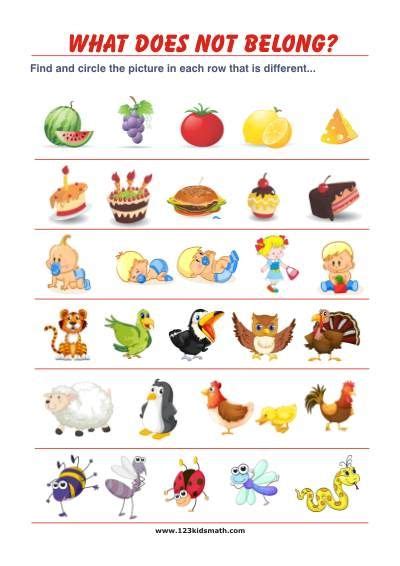 What Does Not Belong Free Printable Activities For Preschool And