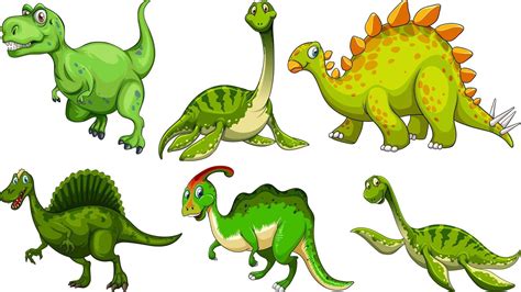 Conjunto De Personaje De Dibujos Animados De Dinosaurio Verde My XXX