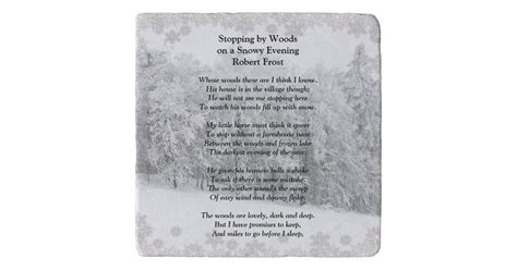 Stopping By Woods Snowy Evening Robert Frost Poem Trivet Zazzle