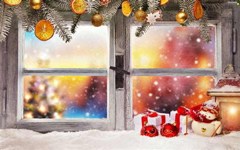 Window Christmas Lantern Winter Composition Snowmen