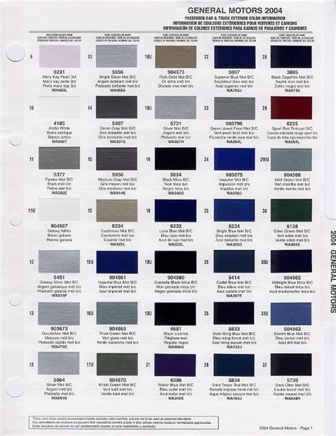 Gm Auto Color Chips Color Chip Selection Car Paint Colors Paint