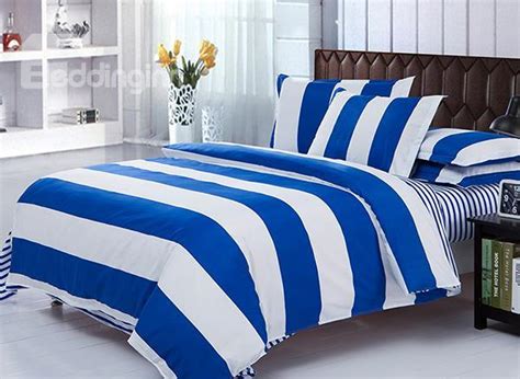 blue  white stripe pattern  piece polyester duvet