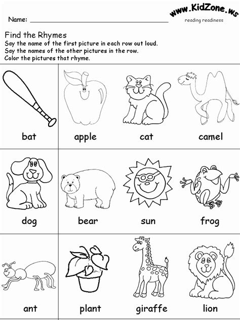 Create Your 30 Professionally Rhyming Worksheets For Preschool Simple