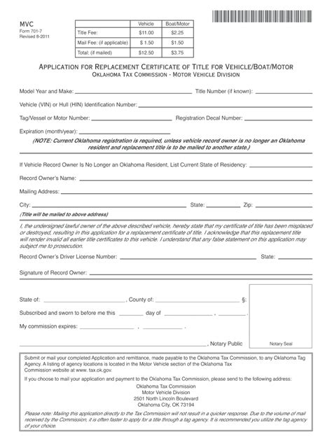 Oklahoma Fillable Title Forms Printable Forms Free Online