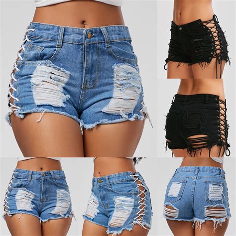 Womens Lace Up Ripped Jeans Beach Mini Hot Pants Sexy Summer Casual Denim Shorts Jewels Of Life