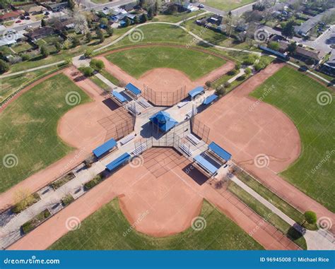 Aerial View Of Baseball Fields Stock Photo Image Of Pitch Overhead