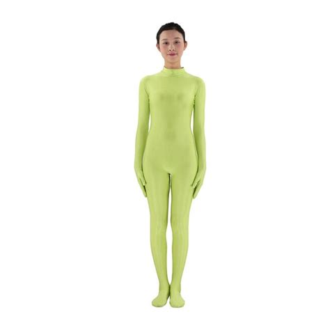 Buy Adult Zentai Light Green Lycra Spandex Turtleneck Womens Costume Suit Full