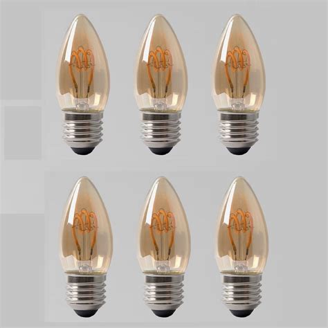 6 Pack 2w E27 Es Vintage Edison Candle Led Light Bulb 1800k T Spiral