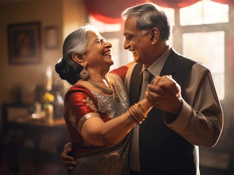 Premium Ai Image Elegant Mature Indian Couple Dancing In Traditional