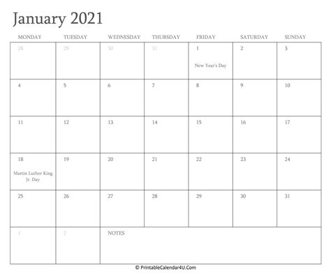 Free 12 Month Word Calendar Template 2021 Free 2021 Calendars That