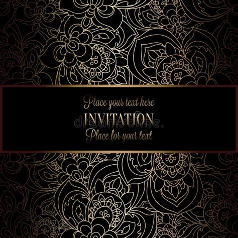 Abstract Background With Antique Luxury Black And Gold Vintage Frame