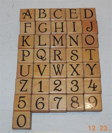 36 Alphabet And Number Stamp Set 1 X 1 Wooden Etsy