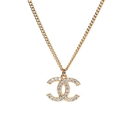 Chanel Crystal Cc Necklace Gold 561406