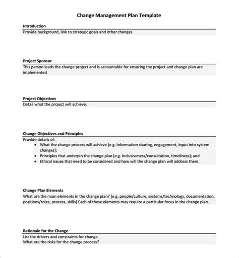 Free 16 Sample Change Management Plan Templates In Ms Word Pdf