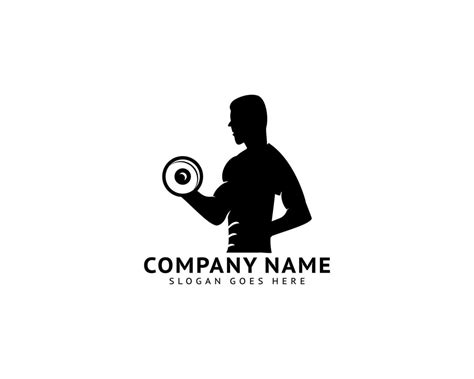 Fitness Club Logo With Man Silhouette Man Holds Dumbbell 5294327