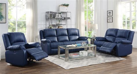 Navy Blue Leather Reclining Sofa And Loveseat Odditieszone