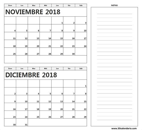 Pin En Noviembre Diciembre 2018 Calendario