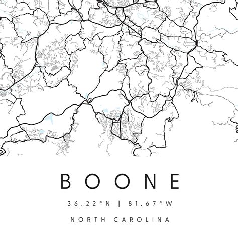 Boone North Carolina Digital Art Map Digital Print Poster Etsy