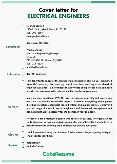 How to Write a Cover Letter for an Electrical Engineer Job | CakeResume