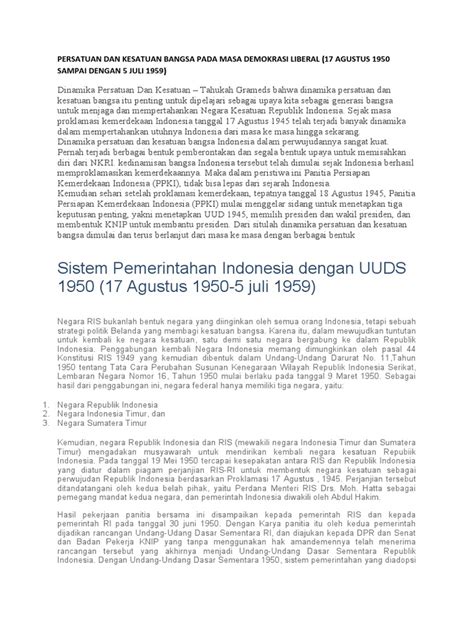 Makalah Persatuan Dan Kesatuan Bangsa Pada Masa Demokrasi Liberal Pdf