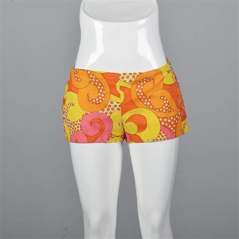 Xs 1960s Psychedelic Hot Pants Mini Booty Shorts Hippie Separates Mod