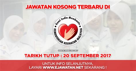 Terdapat lebih 10,000 jawatan terbaru dikemaskini setiap saat yang dibuka khas kepada rakyat malaysia. Kementerian Kesihatan Malaysia (KKM) - 20 September 2017 ...