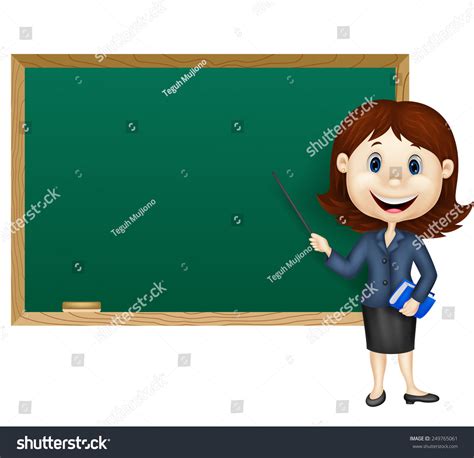 Cartoon Female Teacher Standing Next To A Royalty Free Stock Vector
