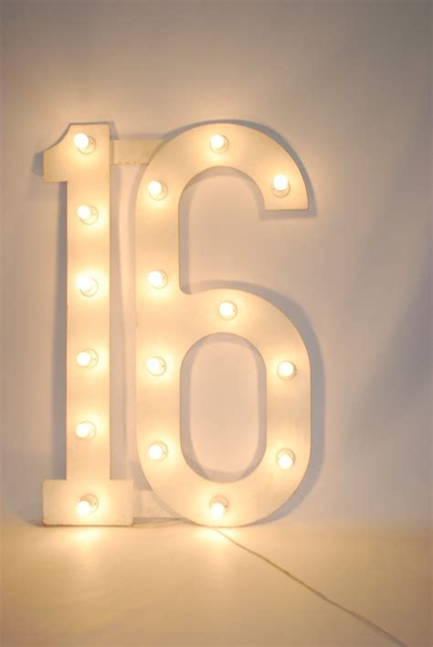 Large Number 16 With Bulbs Theme Prop Hire 16th Birthday