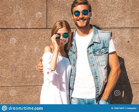 handsome man and his beautiful girlfriend posing outdoors stock image image of lifestyle
