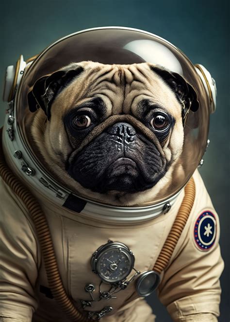Space Dog Pug Astronaut Poster By Freddie Displate