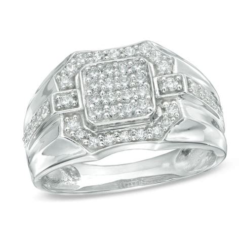 Mens 34 Ct Tw Diamond Ring In 10k White Gold View All Jewelry