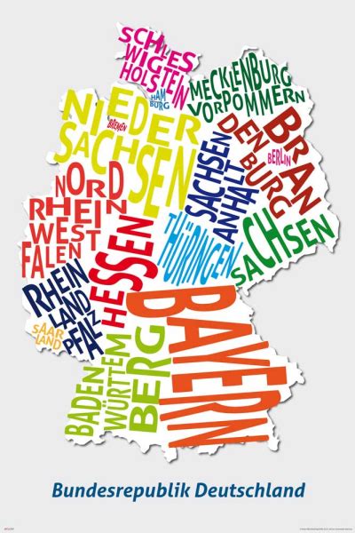 Landkarten Poster Buchstabenkarte Deutschland Zusatzartikel