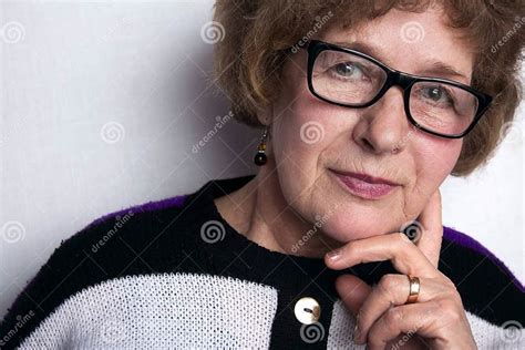 Portrait Of A Beautiful Older Woman With Glasses Stock Image Image Of Expression Beauty 65543451