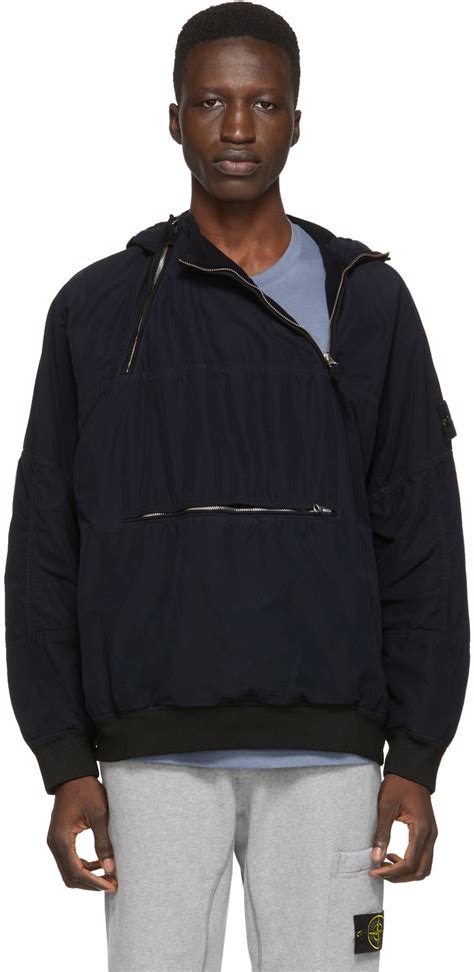 Stone Island Navy Pullover Jacket SSENSE